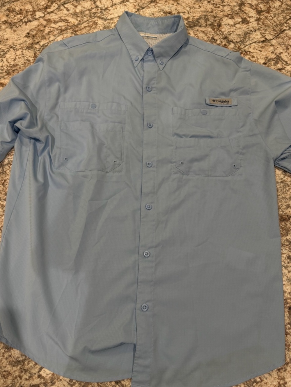 Columbia Shirt Mens Large Blue Button Down Vented Tamiami II 2 Long Sleeve PFG